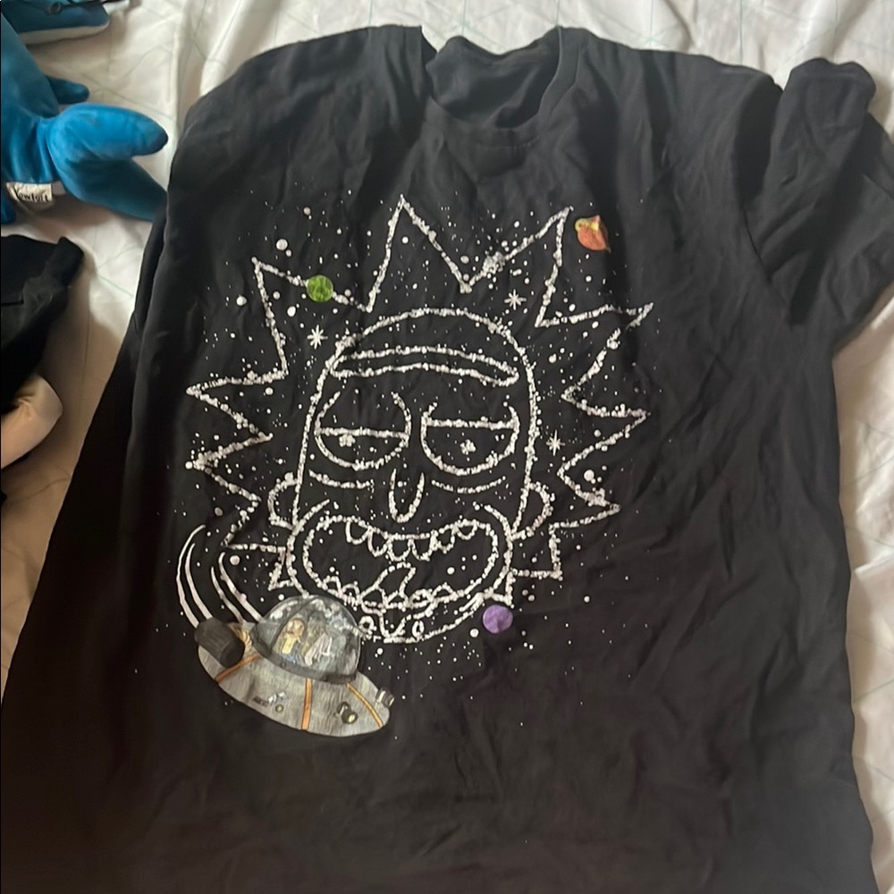 Black Graphic T-Shirt with Space Design